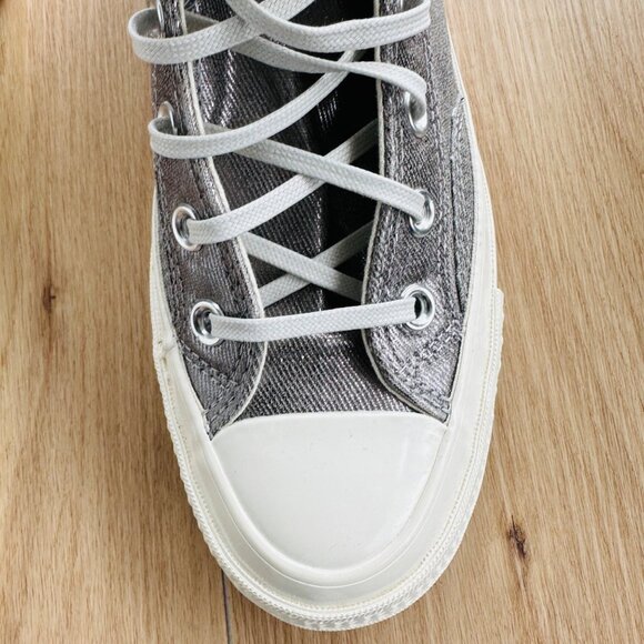 ❤️Converse Chuck 70 Pride Hi Silver Sz 7.5 Men's Shoes Metallic Sneaker A10214C - Picture 11 of 12